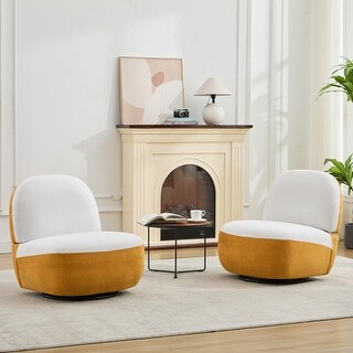 2-Piece Chenille Color Blocking Swivel Chairs Set
