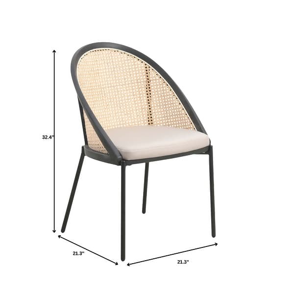 dimension image slide 3 of 5, Urbane Modern Stylish Dining Chair with Vinyl Fabric Seat and Wicker Back for Dining Room & Kitchen, Set of 4
