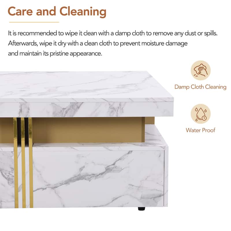Square Storage Coffee Table with 4 Drawers