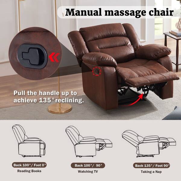Heated Massage Recliner Sofa Ergonomic Lounge With 8 Vibration Points Overstock 32654397 Brown