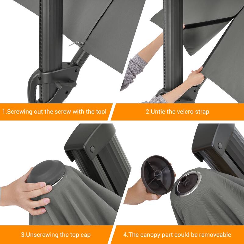 LIVOOSUN Patio 8.2ft Cantilever Offset Hanging Umbrella With a Base