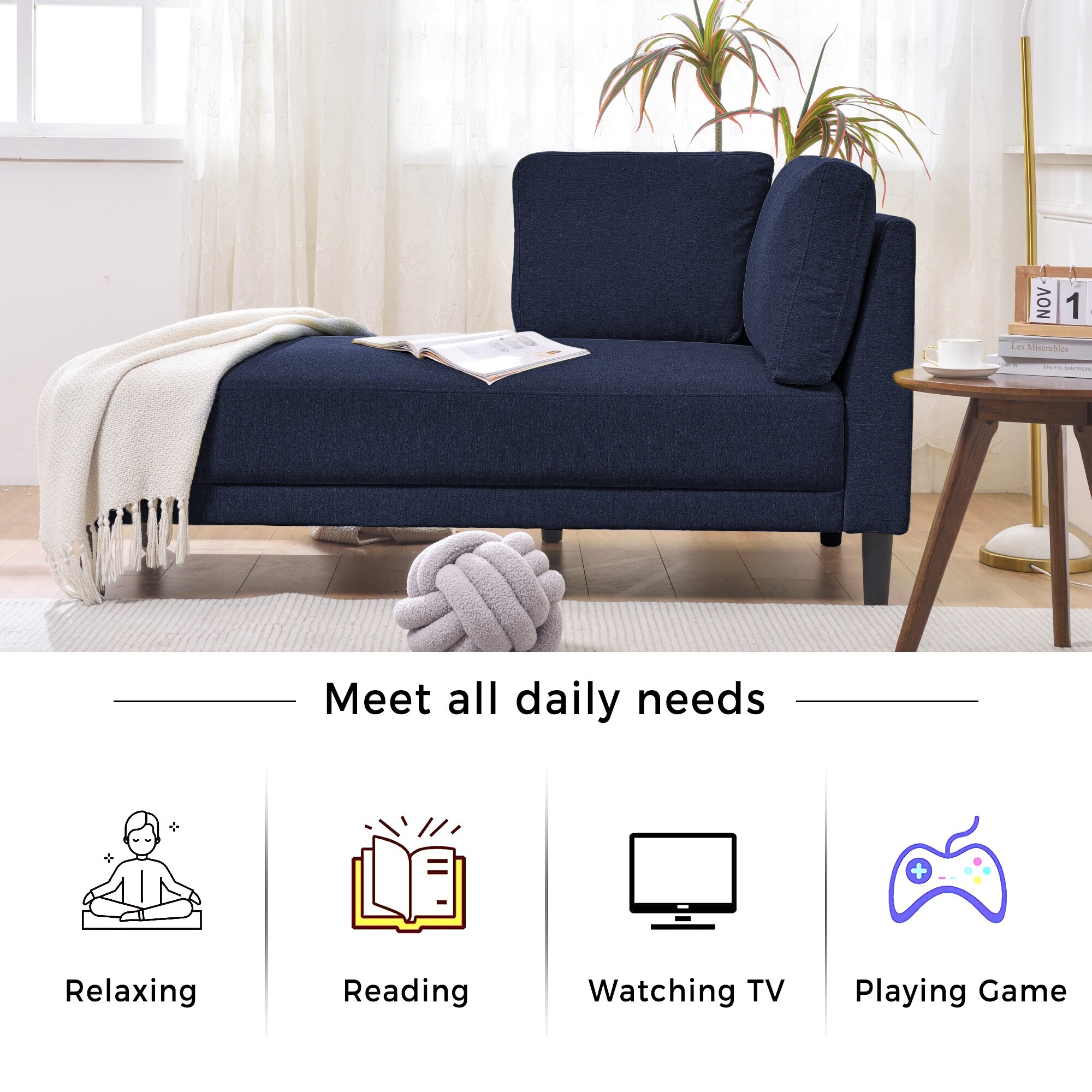 Apartment size chaise sale lounge