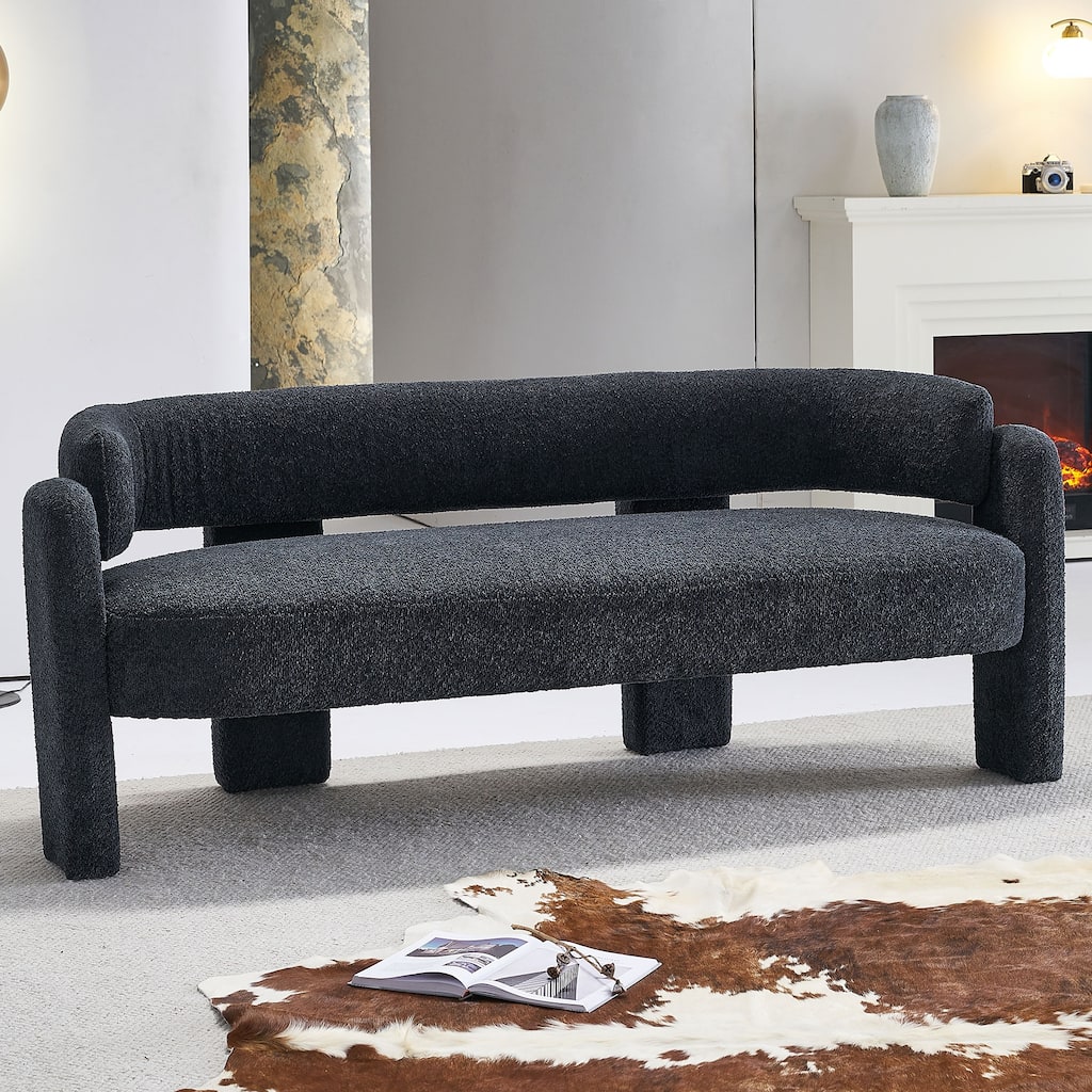 75.59" Boucle Upholstery Sofa with Rolled Arms and Tight Back, Cozy Living Room Furniture