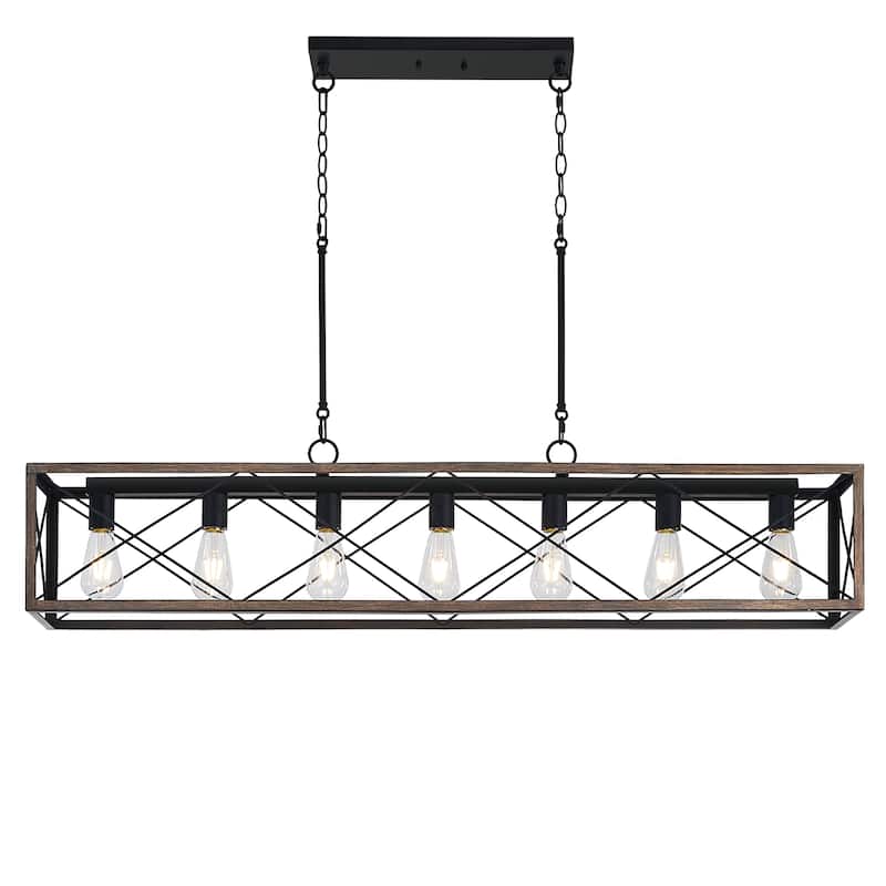 Acroma 7-light Farmhouse Linear Rectangle Chandelier
