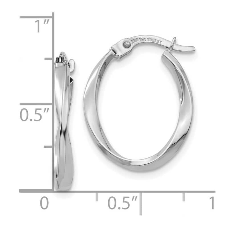 Curata 10k White Gold Polished Oval Twist Hoop Earrings - 18x16mm