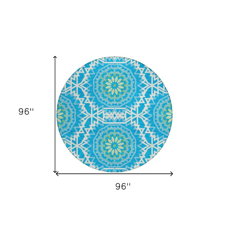 HomeRoots Floral Medallion Transitional Rectangle Outdoor Rug