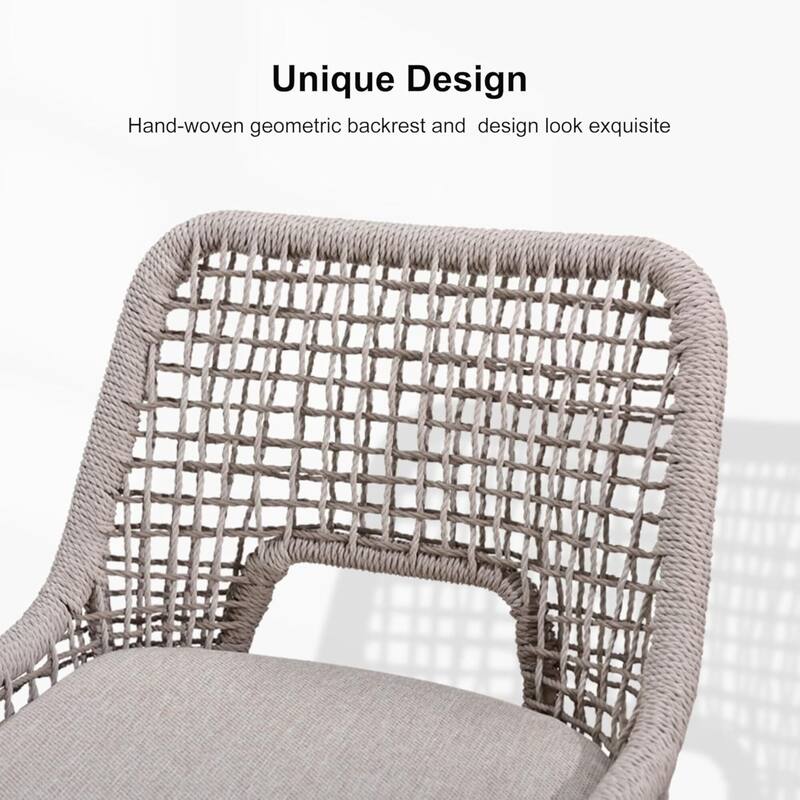 PURPLE LEAF Modern Counter Bar Stools Set of 4 Rattan Chairs with Back and Cushion Kitchen Barstools