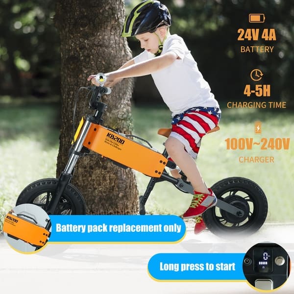 slide 2 of 9, Orange Aluminium Alloy Children's outdoor off-road electric bicycle No battery Electric bicycle that can be Pedalled Orange