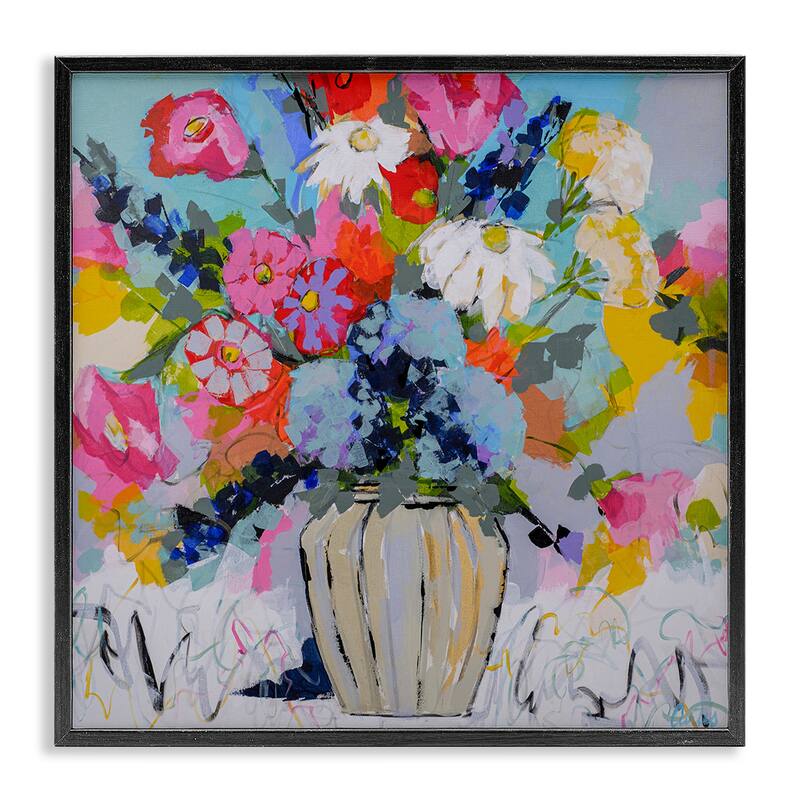 Stupell Modern Bright Bouquet Framed Giclee Art Design By Joan Curtis - 24 x 24 - Black
