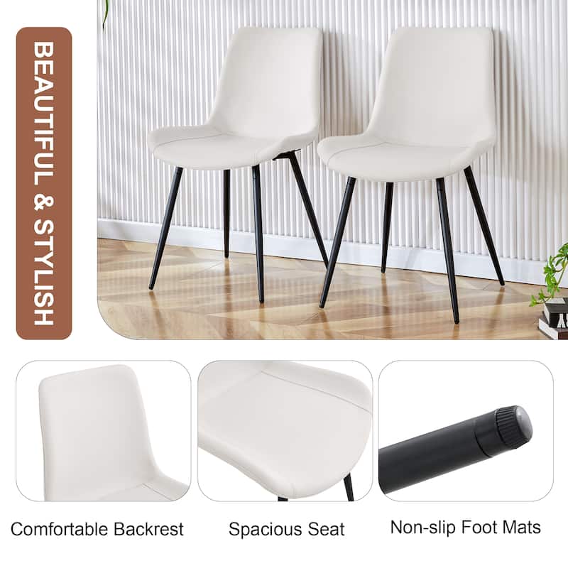 Set of 4 Artificial Leather Backrest Cushion Dining Chair Curved Widened Cushion Design for More Comfort