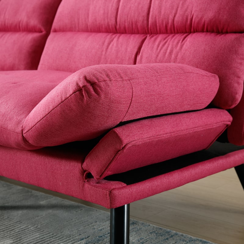 Modern Upholstered 2 Seaters Sleeper Sofa with Thick Cushion and Metal Feet