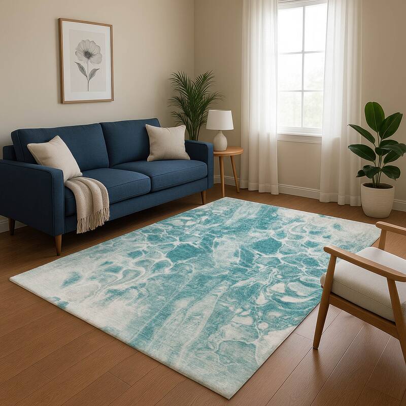 Premium Washable Super Soft Modern Abstract Mayfield Rug - Teal - 8' x 10'