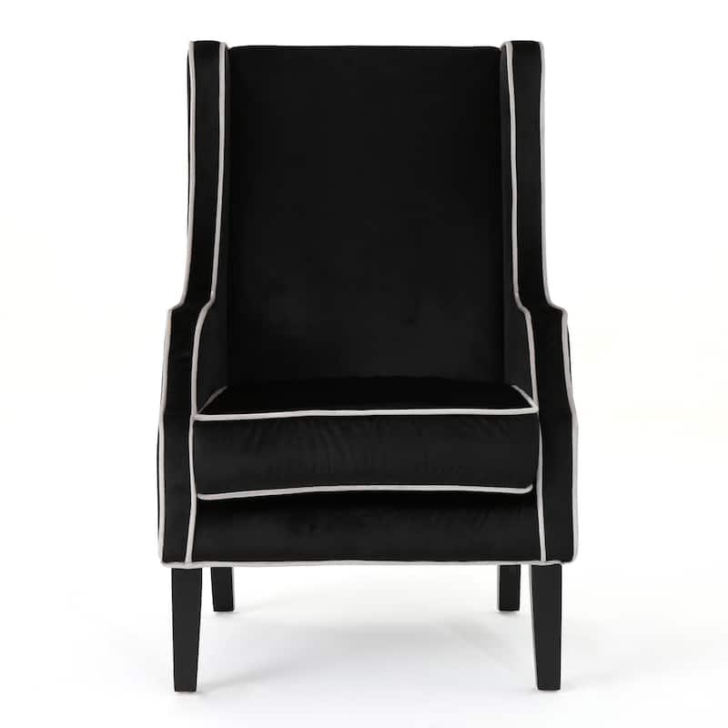 Black Modern 25.9" High Back Velvet Upholstered Club Chair with Wide Backrest