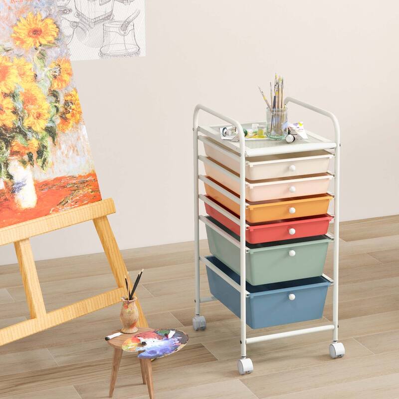 Costway 6 Drawer Rolling Storage Cart Scrapbook Paper Office Organizer