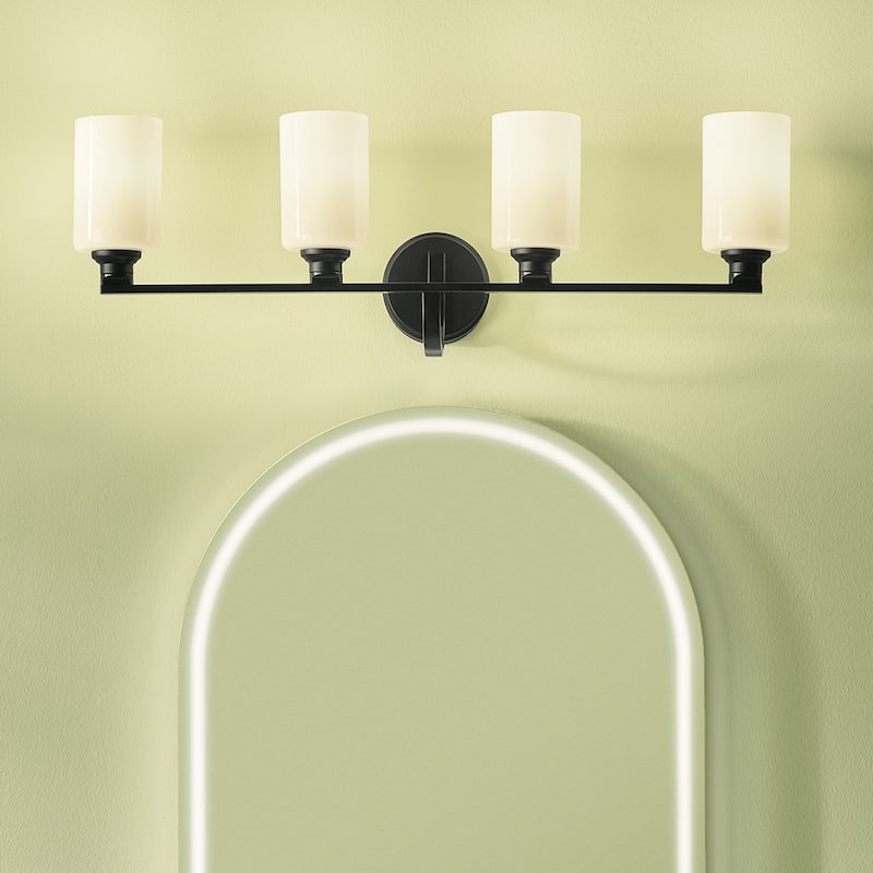 Kichler Lighting Gioe 32.25" 4-Light Vanity Light with Opal Glass in Black