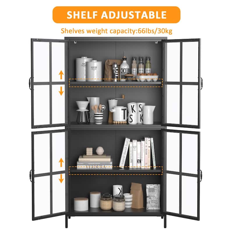 63"H Metal Storage Cabinet with Anti-Tipping Device