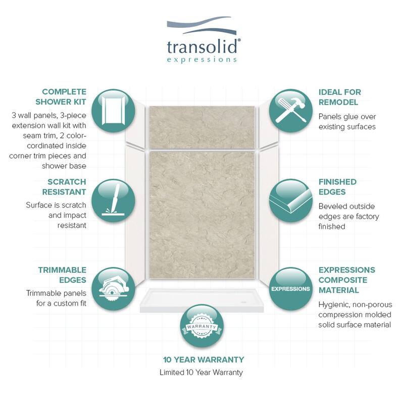Transolid Expressions 60-in X 32-in X 96-in Glue to Wall Shower Kit - 32" x 60" x 96" - 32" x 60" x 96"