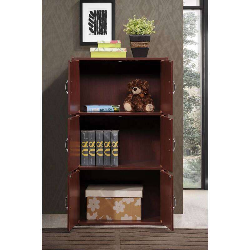 40.75" Mahogany Brown Multi-Purpose Bookcase with Doors