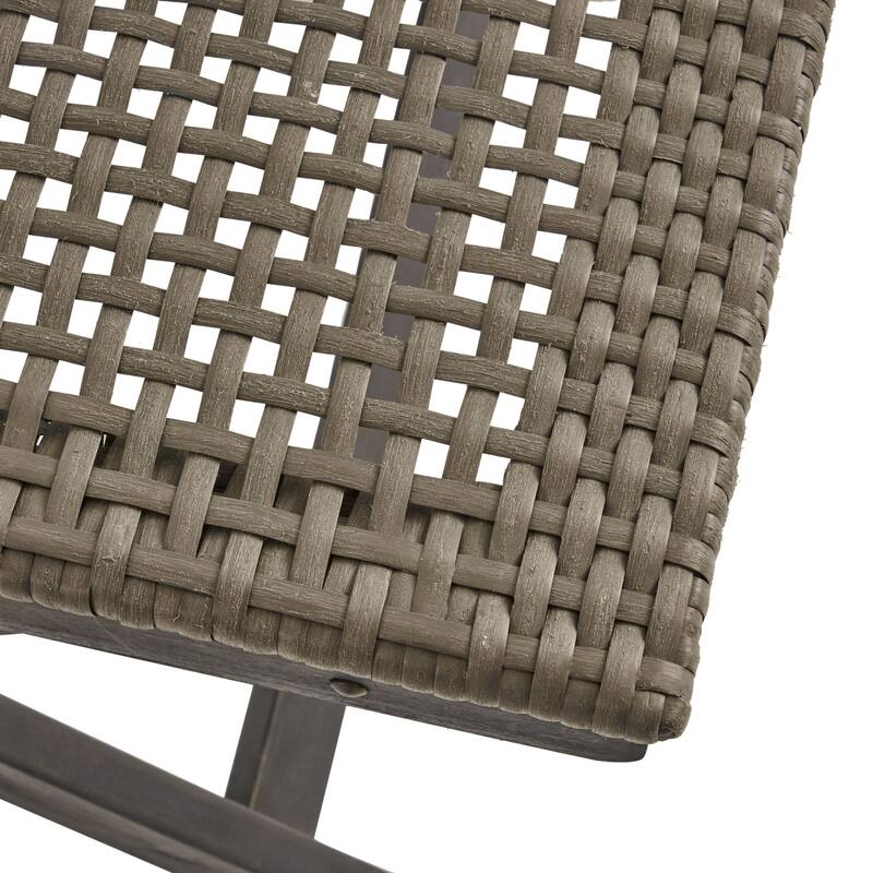 3 Piece Acacia Wood Patio Folding Bistro Set with Wicker Weave Seating and Backrest