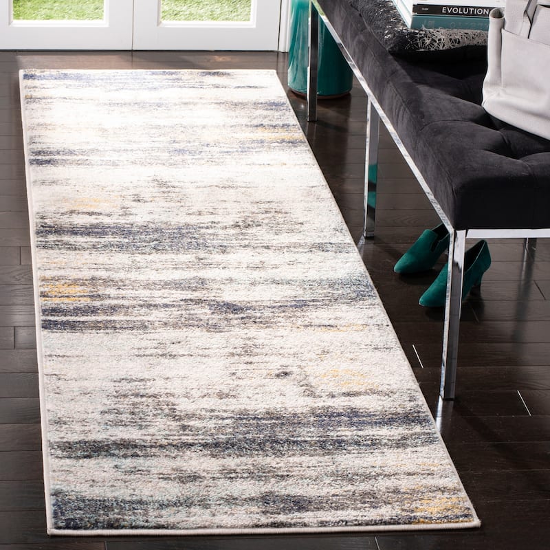 SAFAVIEH Adirondack Rathgunde Distressed Vintage Boho Oriental Rug - 2'6" x 8' Runner - Light Grey/Black