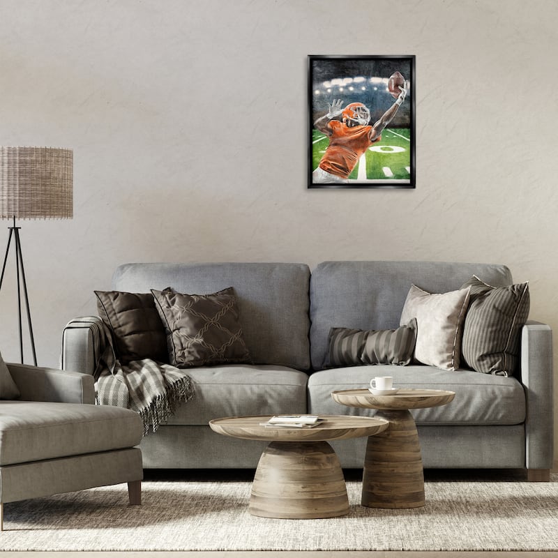 Stupell Athlete Catching Football Framed Floater Canvas Wall Art Design By Kim Allen