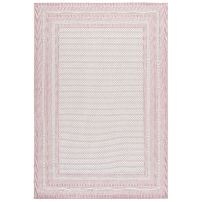 SAFAVIEH Courtyard Vickie Indoor/Outdoor Waterproof Patio Backyard Rug - 4' x 5'7" - Ivory/Pink