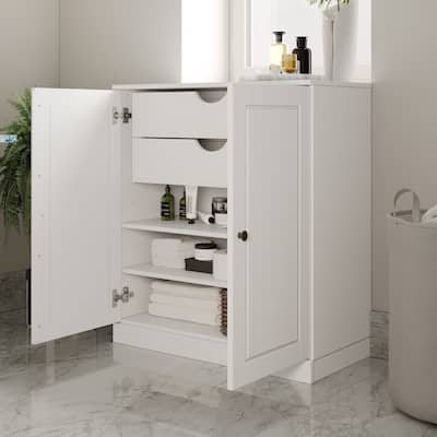 Palace Imports 100% Solid Wood 32" Bathroom Cabinet with Solid Doors, 2-Drawers and Adjustable Shelves