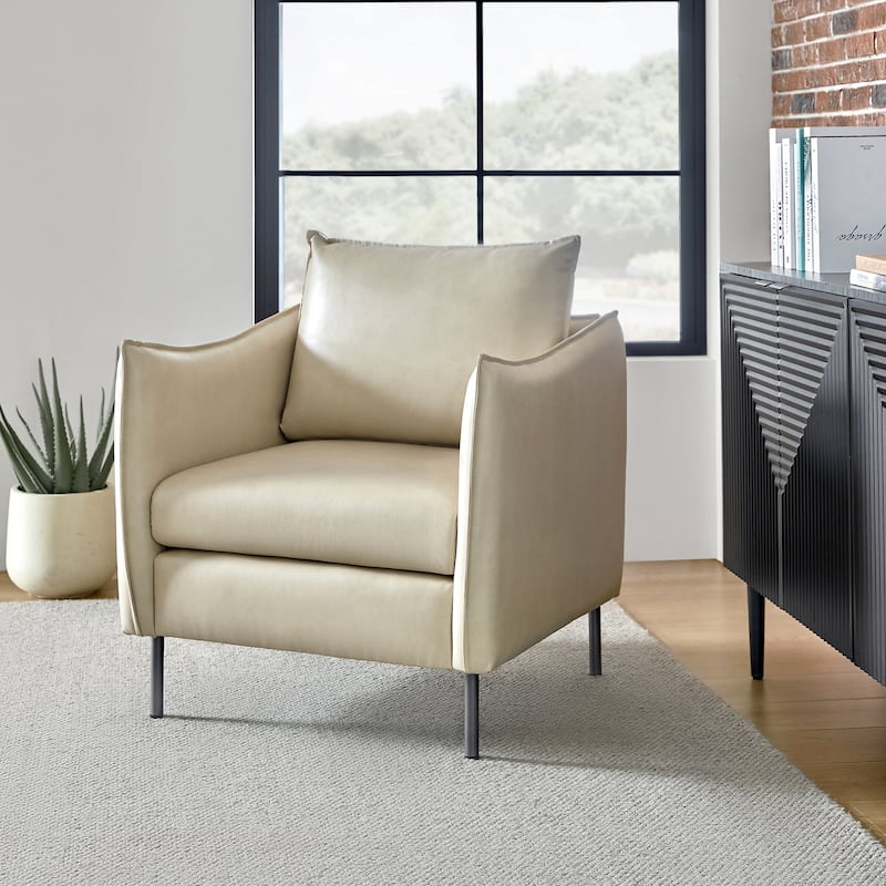 Jaime Modern Vegan Leather Accent Chair with removable Cushion by HULALA HOME