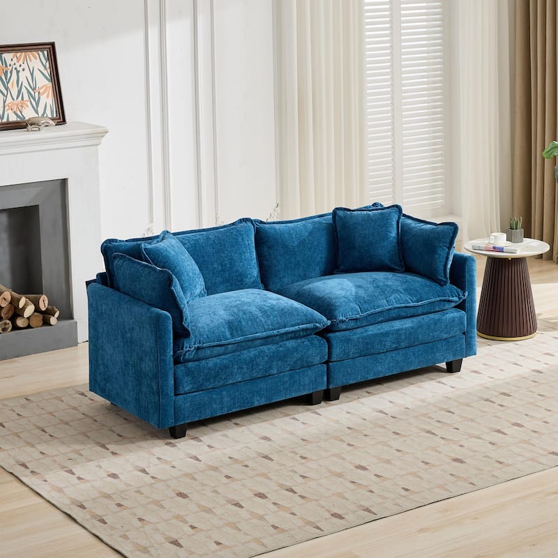 Cloud Sofa LoveSeat (Ottoman is not included), Modern Sectional Couch, Comfy Double Layer Upholstered Seat Cushion