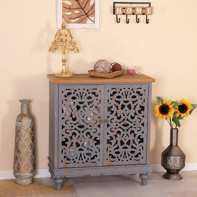 2-door Intricate Traditional Antique Storage Cabinet