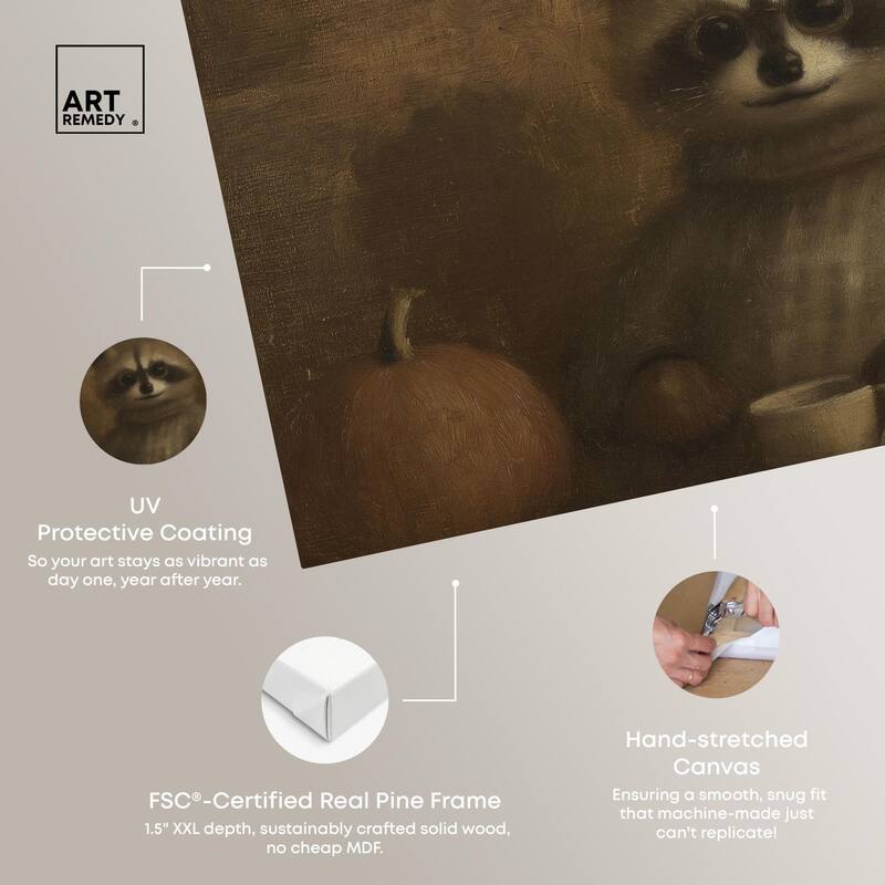 Raccoon Reverie Canvas by Art Remedy, Gallery Wrapped