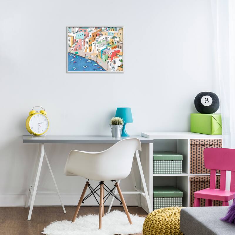 Stupell Coastal Town Harbor Framed Giclee Art Design By Carla Daly