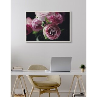 28 X 38 Sylvie Ranunculus In Blue By Kristybee Framed Wall Canvas