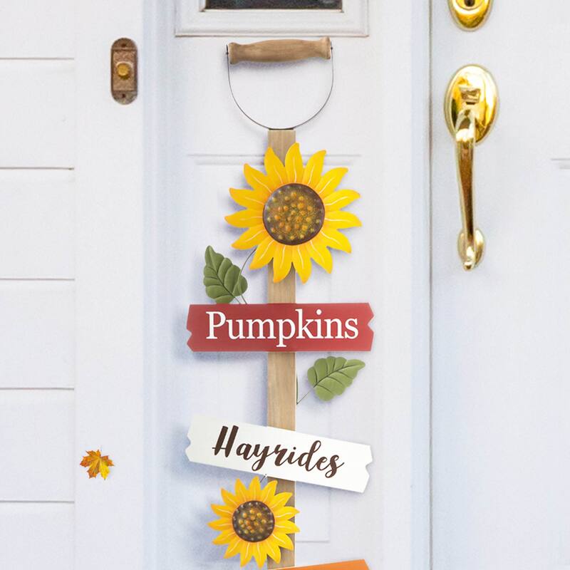 Glitzhome Fall Harvest Metal Yard Stake Hanging Decor for Thanksgiving (2-3 Functions)