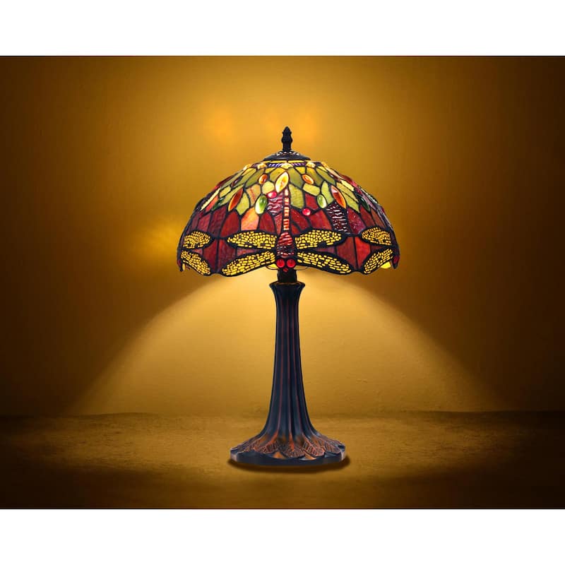 Tiffany-Style Dragonfly Design 1-light Dark Bronze Table Lamp