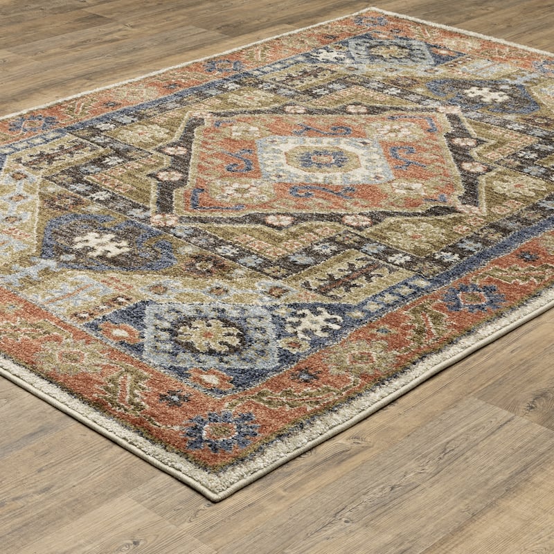 ROW Gemma Bohemian Center Medallion Rust/ Blue Area Rug
