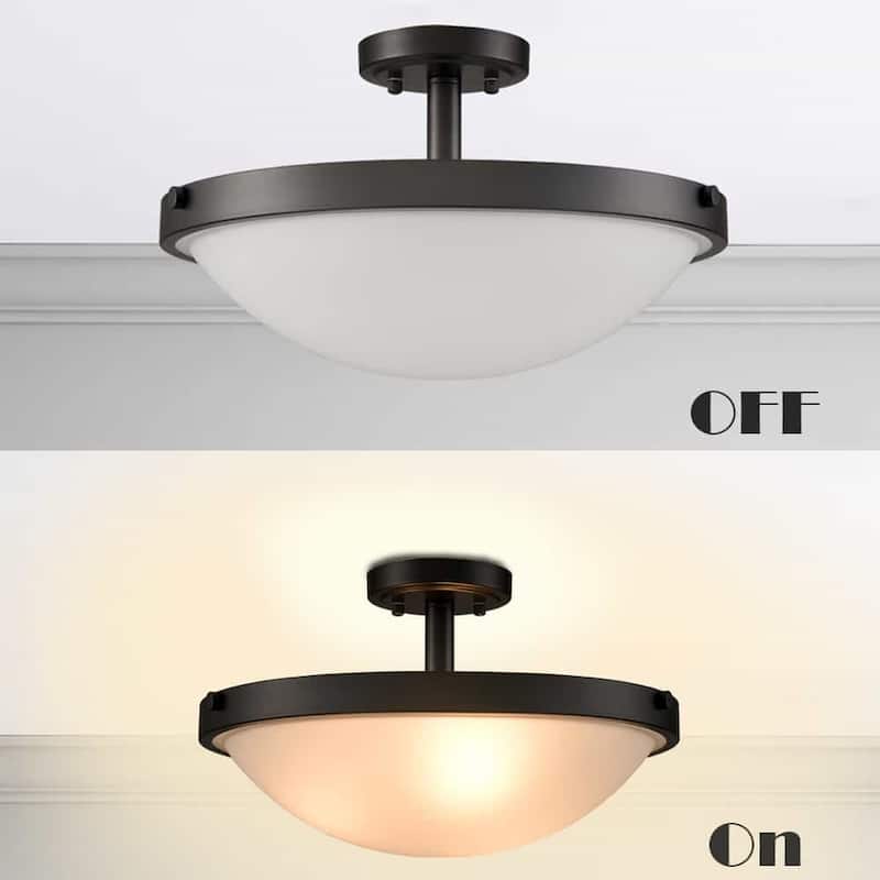 Chatnam 3-Light Black Semi Flush Ceiling Light Frosted Glass Ceiling Lighting