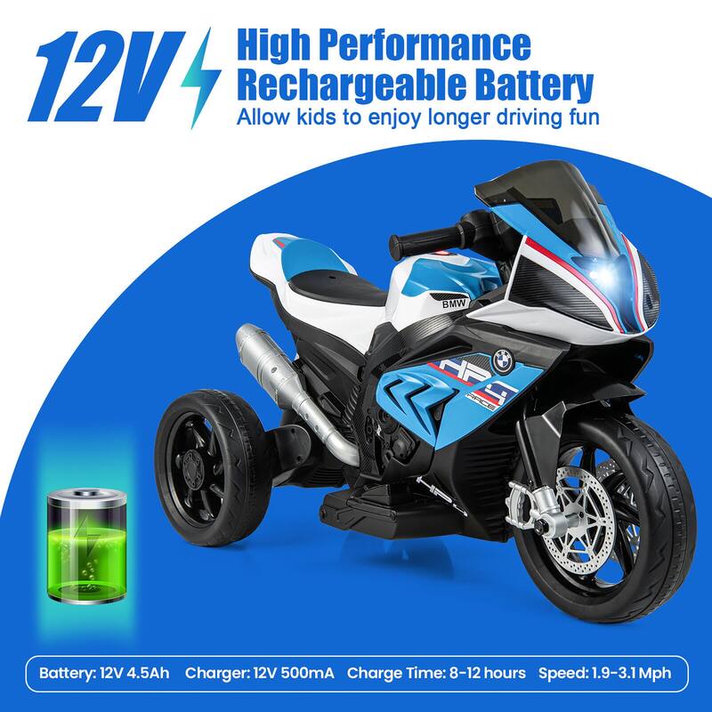 Gymax 12V Kids Ride on Motorcycle Licensed BMW 3 Wheels Electric Toy