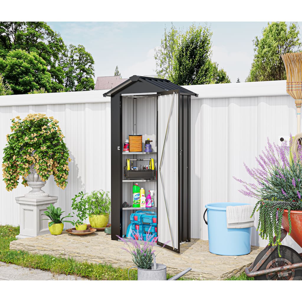 Galvanized Iron Garden Shed Tool Shed with Waterproof Lock & Stylish Design Outdoor Storage Shed for Backyard