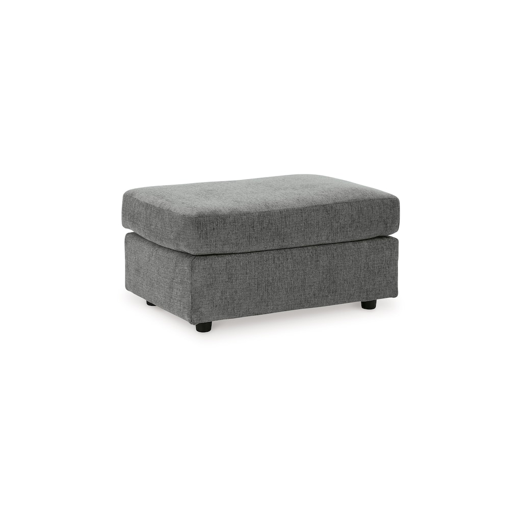 Ratty Ottoman, 33 Inch Rectangular, Plush Cushioned Gray Polyester