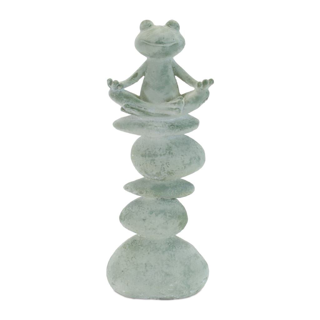 Yoga Frog on Rock Stack Statue (Set of 4)