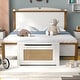 preview thumbnail 5 of 7, Kids Rattan Toy Storage Box with Flip Top Lid and Safety Hinge Handles-White