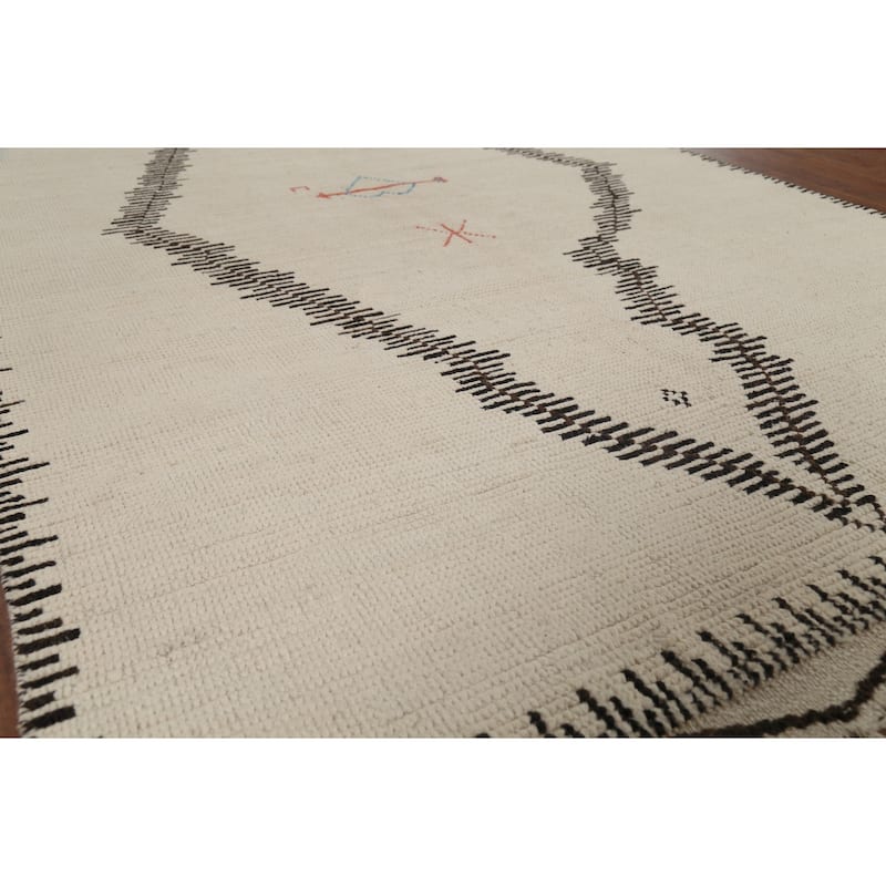 Moroccan Oriental Area Rug Hand-Knotted Wool Carpet - 6'0"x 9'9"
