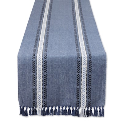 DII Dobby Striped Fringe Ribbed Table Runner