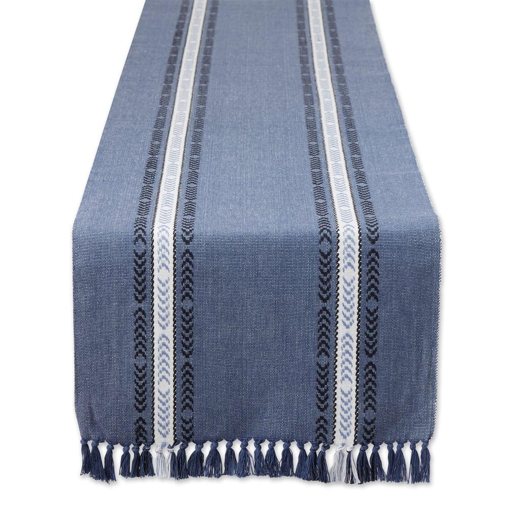 DII Dobby Striped Fringe Ribbed Table Runner