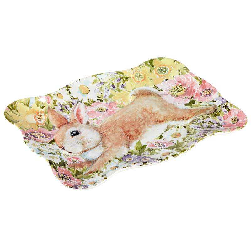 Certified International Easter Garden Rectangular Tray, 14.25" X 10.5" - 14.25" x 10.5" x 1.25"