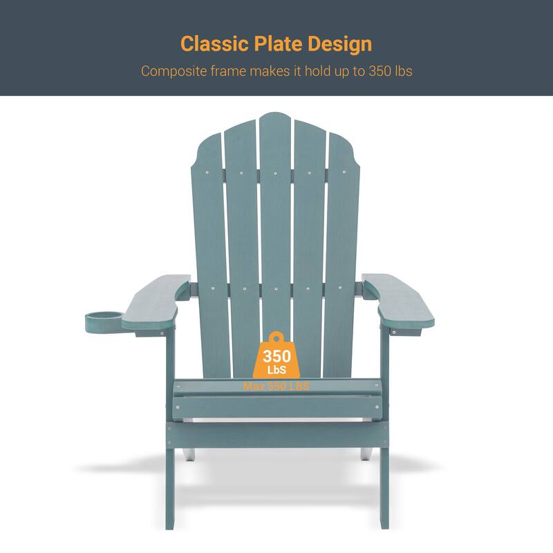 LIVOOSUN Outdoor Folding Adirondack Chair w/Cup Holder Set of 2 or 4
