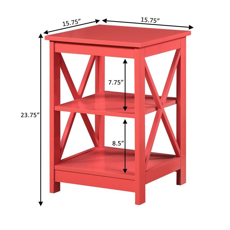 Copper Grove Cranesbill X-Base 3-Tier End Table with Shelves