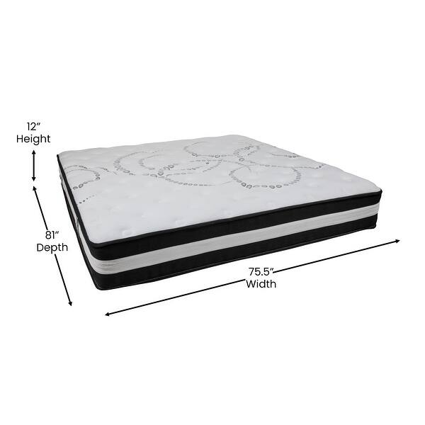 dimension image slide 5 of 12, Platform Bed Frame; Pocket Spring Mattress & Memory Foam Topper