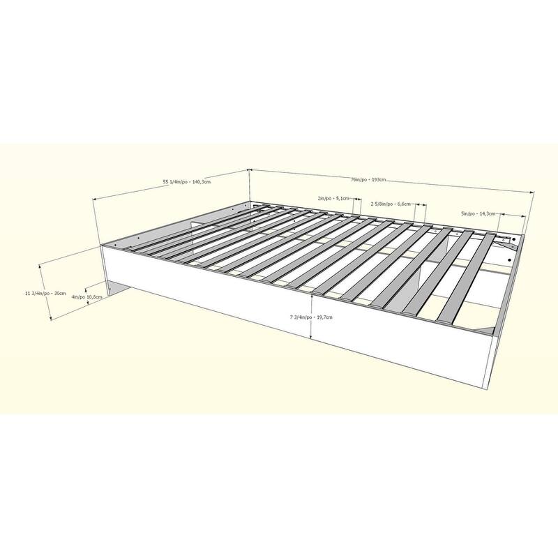 Nexera Platform Bed with Headboard, Walnut and Black